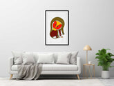 elephant tribal art, minimal folk painting, earthy wall decor, spiritual artwork, ethnic canvas