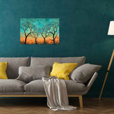 sunset wall art, nature silhouette canvas, modern nature décor.