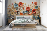Elegant abstract flowers in soft pastel tones used as stylish wall art wallpaper.