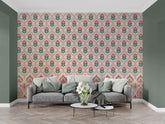 Decorative jaal print wallpaper with celestial detailing and classic Indian patterns.