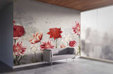 Serene wallpaper featuring lotus blooms in a modern Wollie style design.