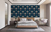 Handcrafted-style wallpaper with Indian folk art-inspired motif patterns.