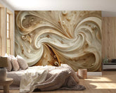 Room interior with a large abstract wall mural in a bedroom setting. wallpaper, customized wallpaper, design, wall decor, wall graphics