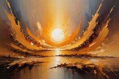 sunrise abstract painting, golden sky wall art, dramatic abstract canvas, modern décor artwork