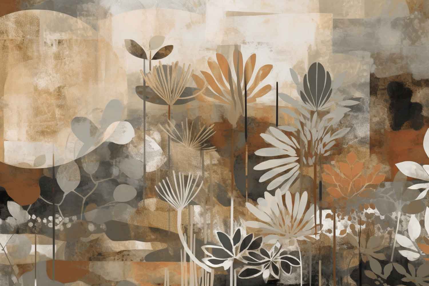 A canvas print featuring a floral design with the word 'Love' displayed, mounted on a wall above a blue couch with gold accents.
