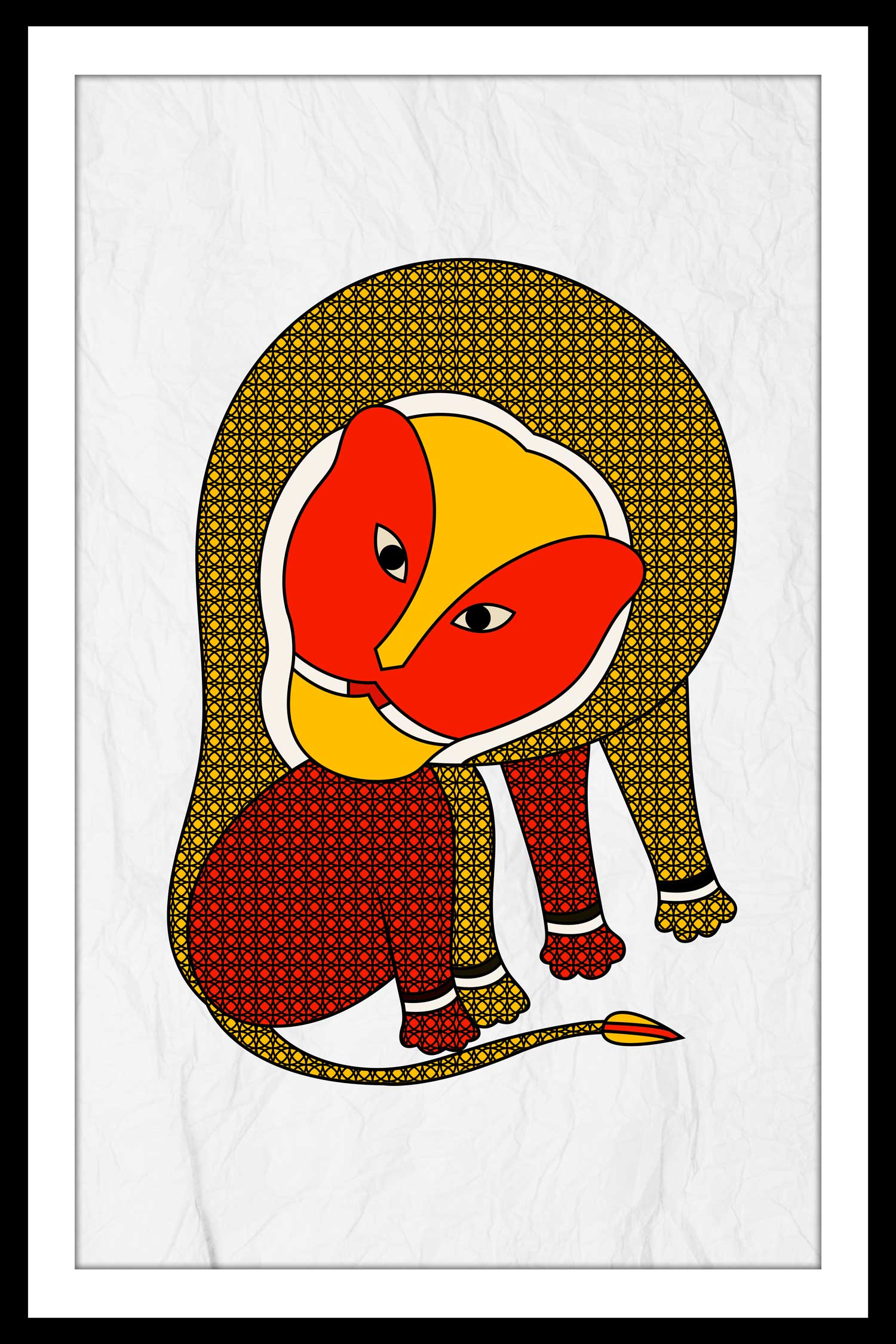 elephant tribal art, minimal folk painting, earthy wall decor, spiritual artwork, ethnic canvas