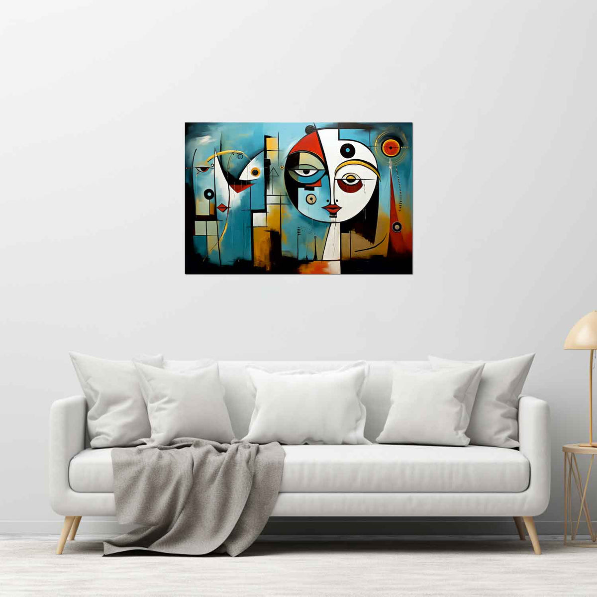 Handmade canvas painting on wooden frame wall decor art