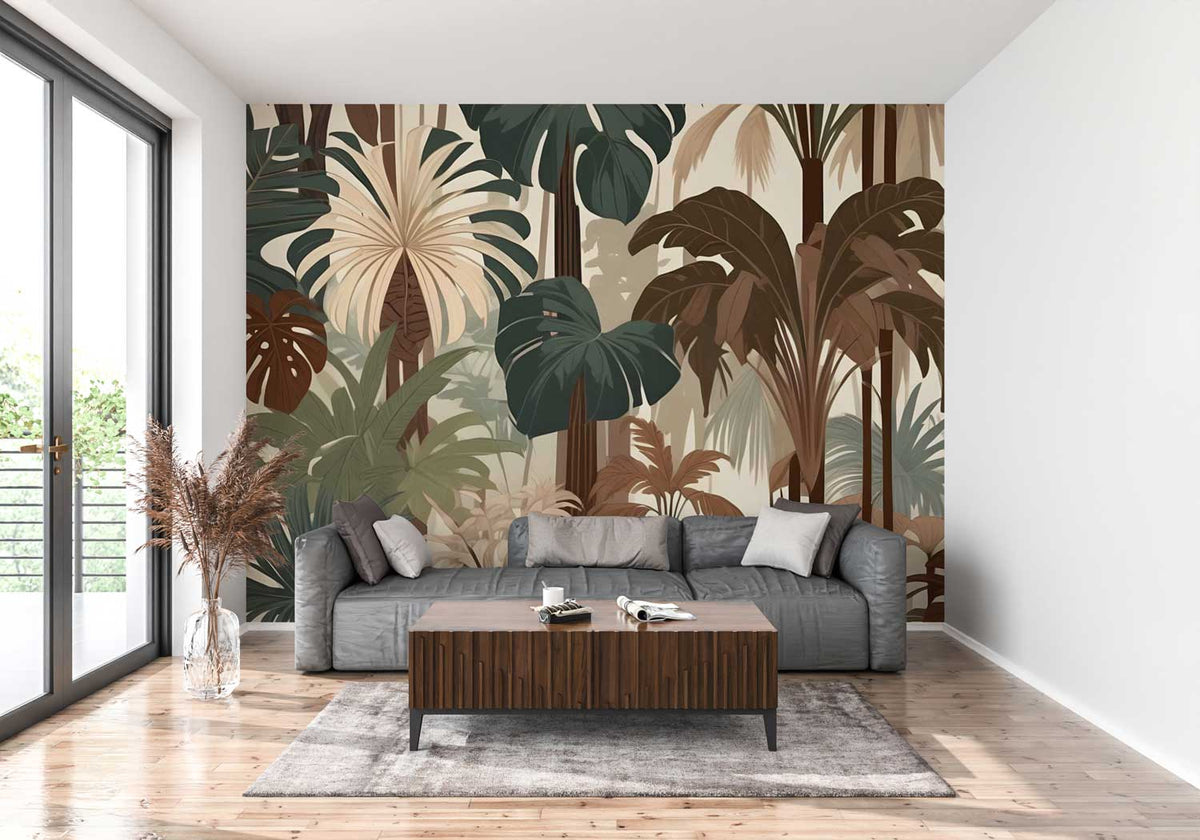 Palm tree pattern wallpaper for fresh and modern room décor

