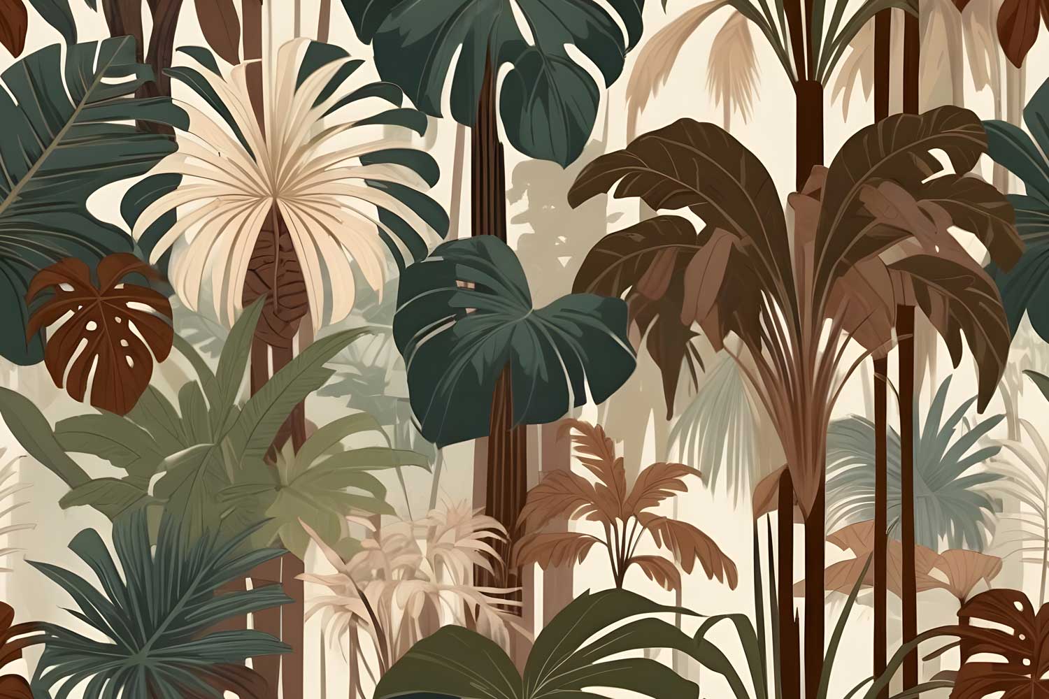 Palm tree pattern wallpaper for fresh and modern room décor

