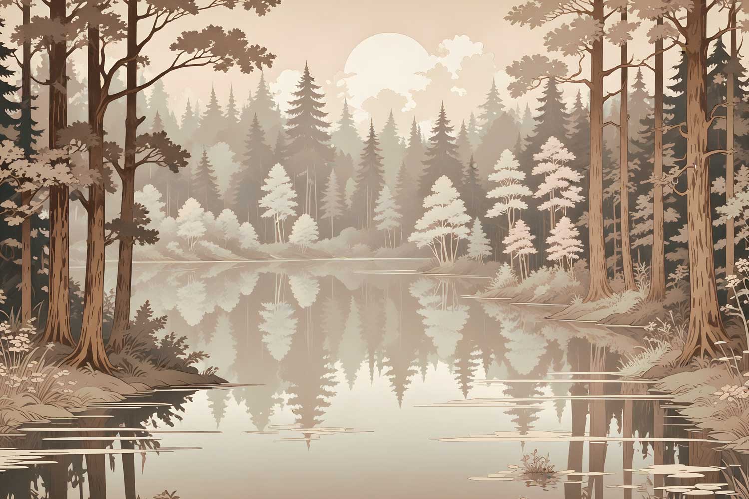 Nature wallpaper featuring morning sun and misty forest landscape