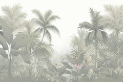 Heritage wallpaper with illustrated forest birds and leaves"
