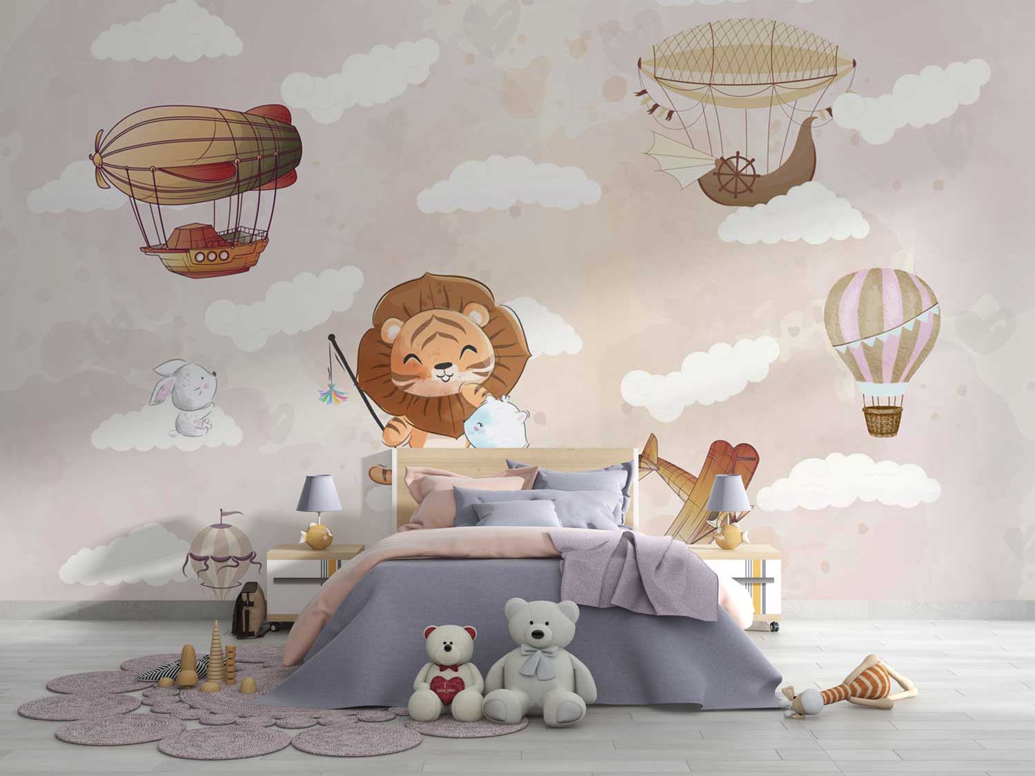 Colorful animal pattern wallpaper for children’s bedrooms and play areas