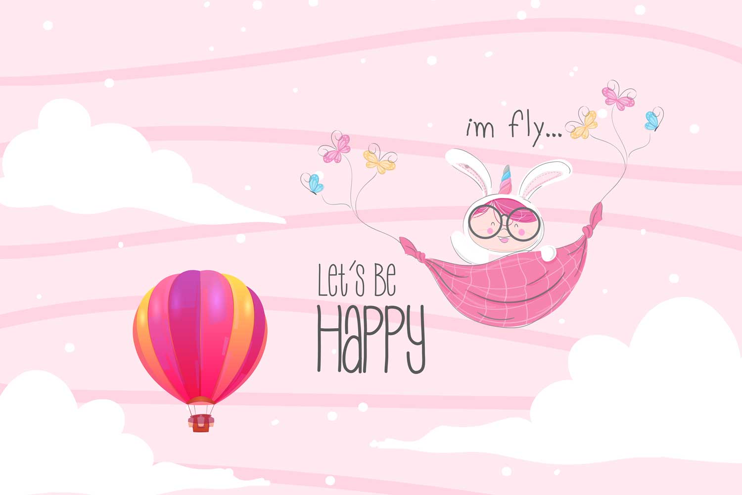 Bright and soothing baby room wallpaper with sunshine and clouds