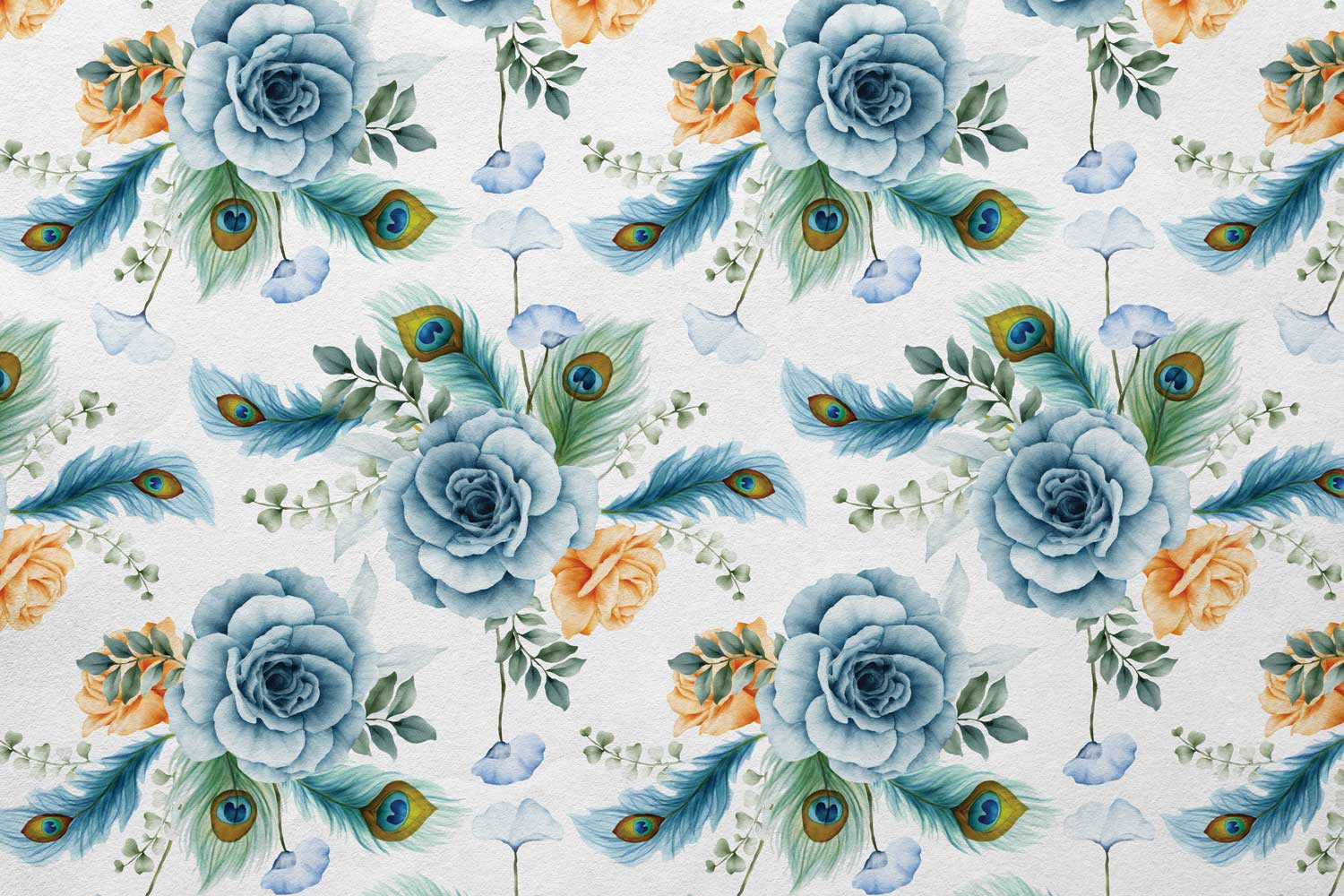 Seamless floral wallpaper with beautifully illustrated flowers and soft leaf patterns.