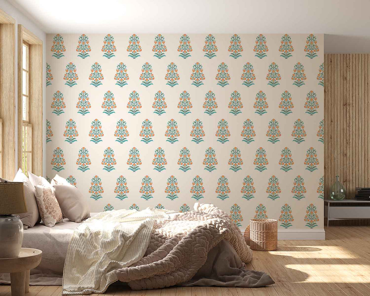 Geometric wallpaper with heavy pattern outlines and a modern aesthetic.