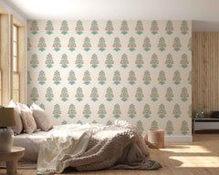 Geometric wallpaper with heavy pattern outlines and a modern aesthetic.