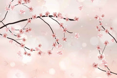 Romantic floral wallpaper featuring cherry blossom branches in soft blush tones