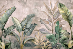 Elegant gray leaf motif wallpaper with seamless texture.