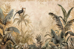 Decorative wallpaper with tropical plants and a bird on a beige background. Custom floral pattern wallpaper for living room decor
Peel and stick geometric wallpaper for kids bedroom
Nature-inspired wallpaper for home office walls