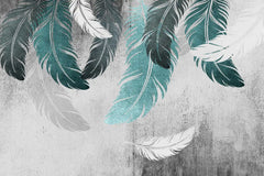 Feather pattern on a textured gray background