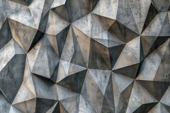 Geometric pattern of triangles in gray and black on a textured surface