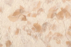 Textured beige wallpaper with leaf patterns