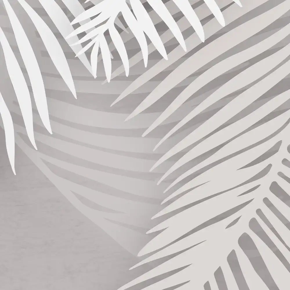 White palm leaves on a gray background