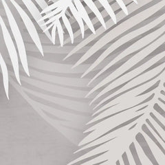White palm leaves on a gray background
