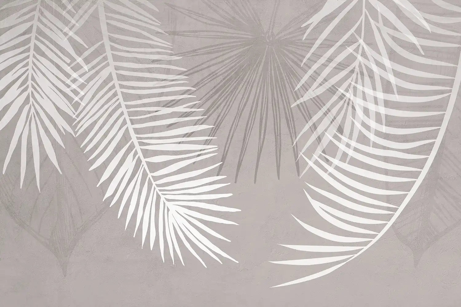 White palm leaf pattern on a gray background