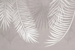 White palm leaf pattern on a gray background