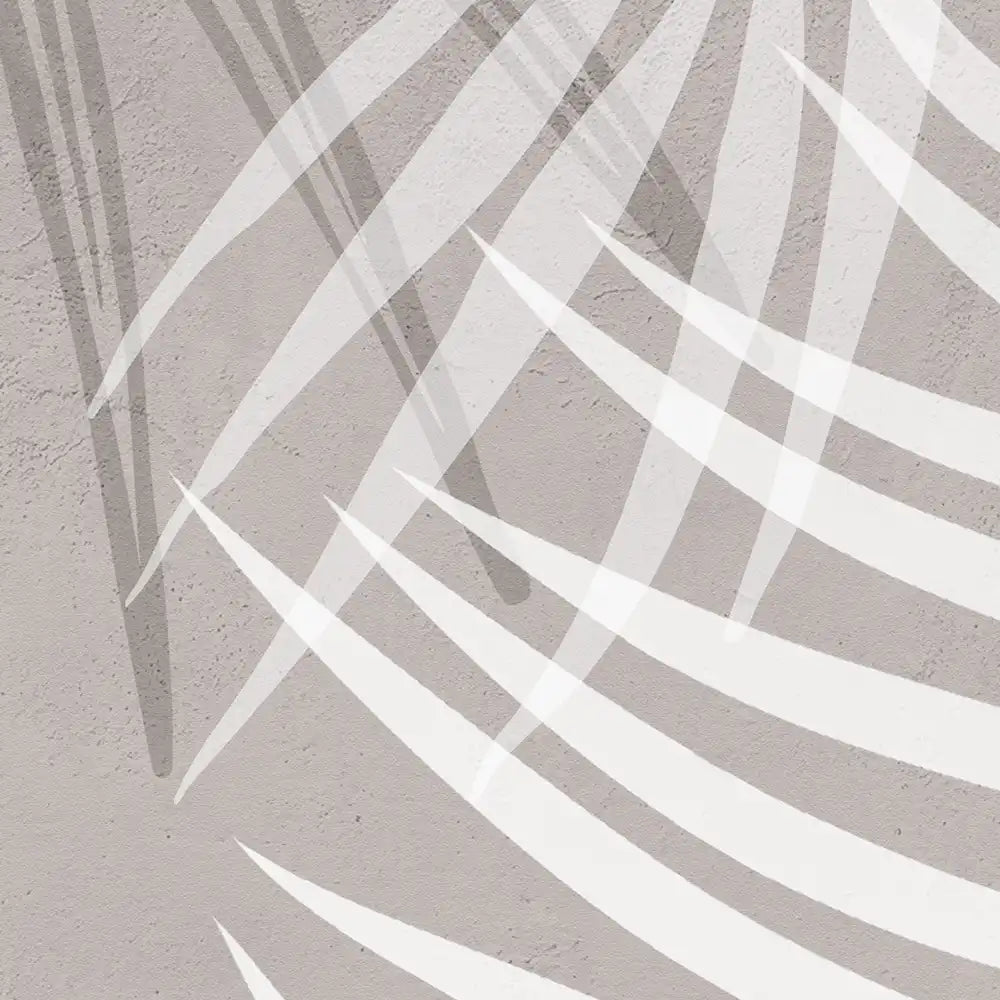 White leaf-like patterns on a textured gray background